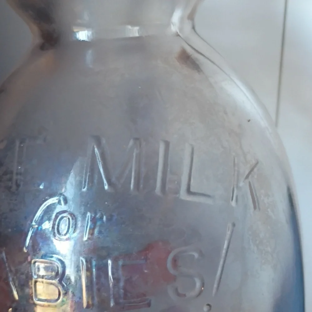Clear Glass Bottle Vase - Vintage Style Milk Bottle.